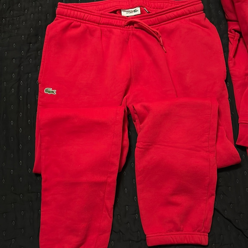 Red sweat suit